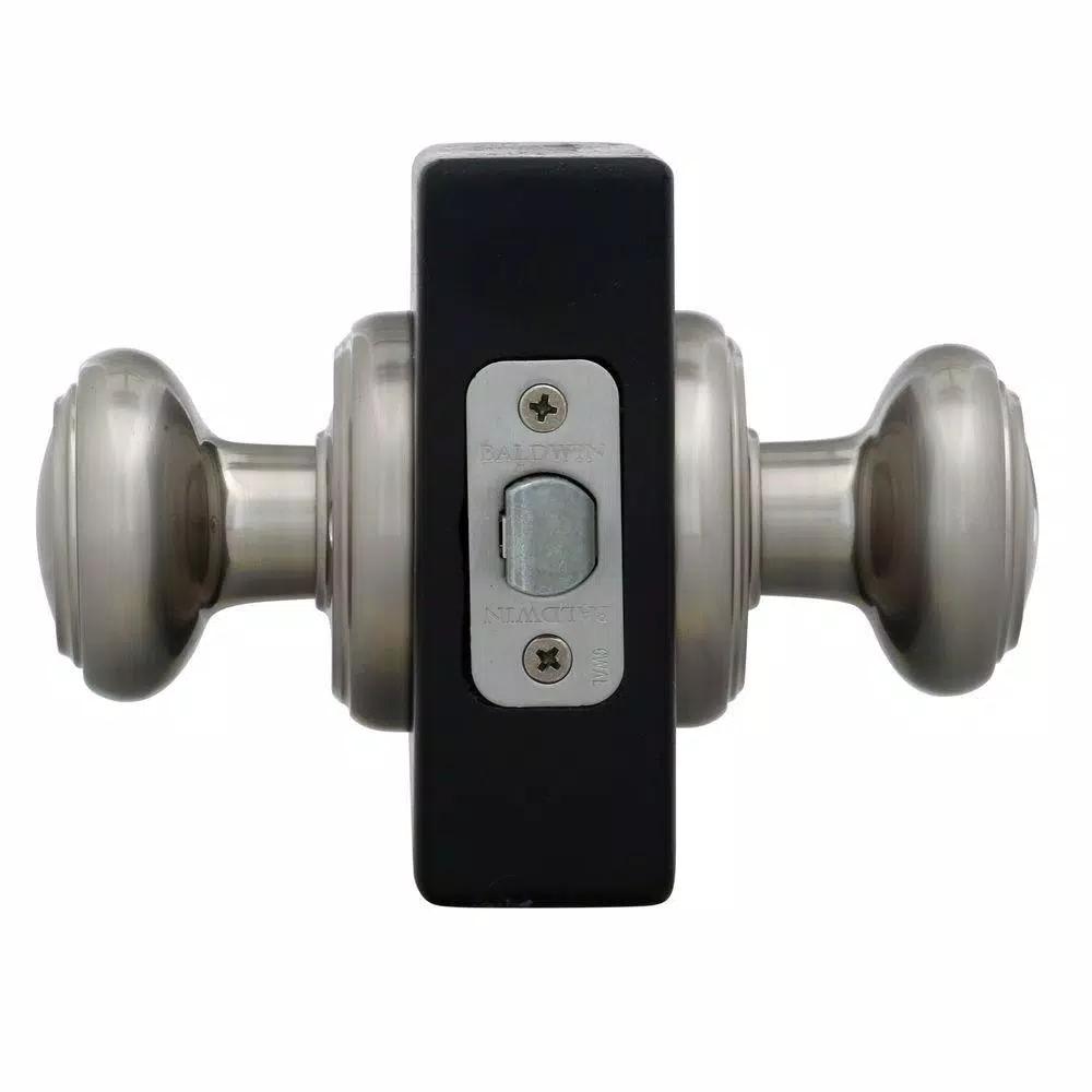 Baldwin Prestige Alcott Satin Nickel Passage Door Knobs, 4-Pack