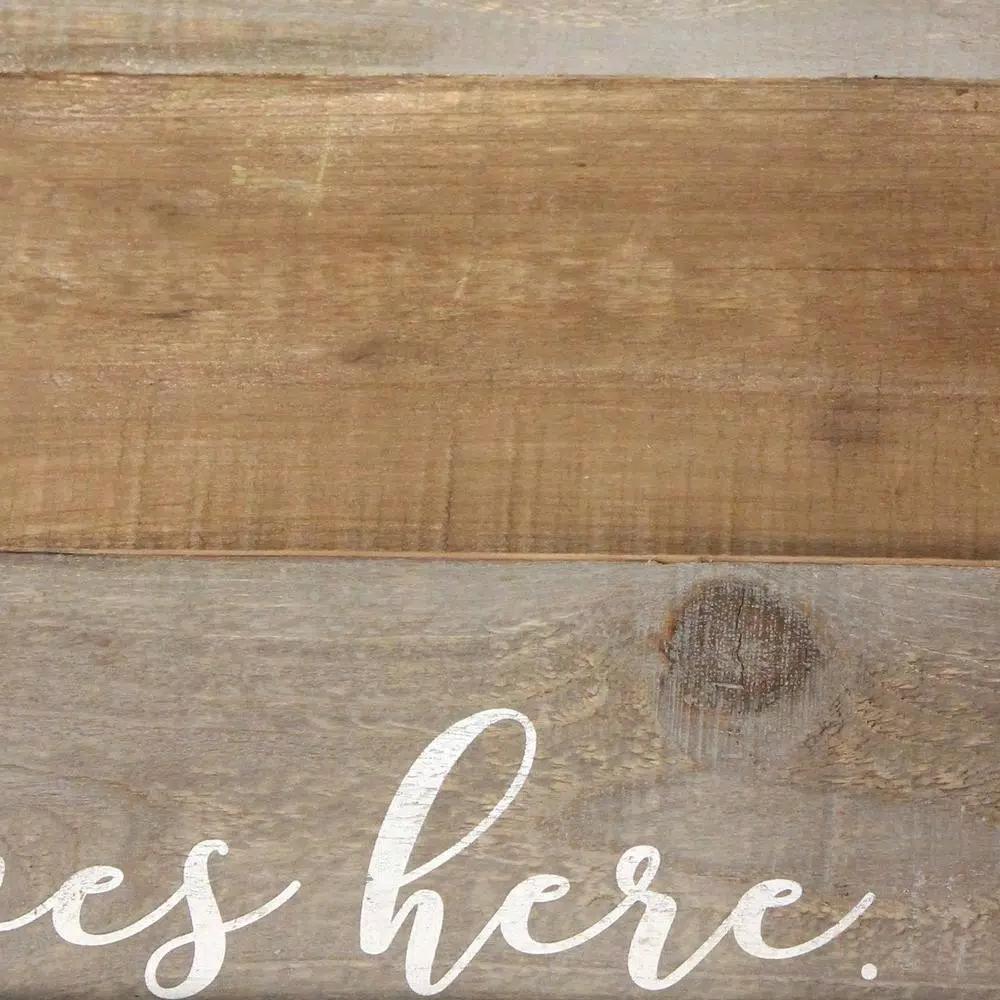 Stratton Home Decor "Love Lives Here" Distressed Wood Decorative Tray