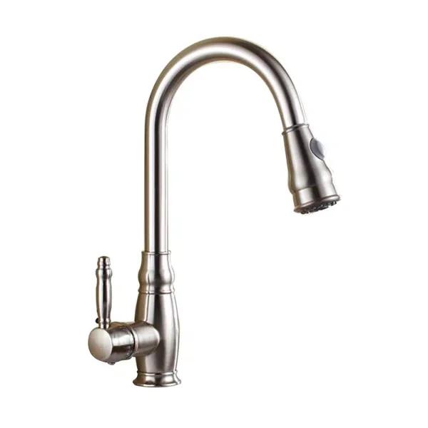 Vanity Art Brushed Nickel Single-Handle Pull-Down Kitchen Faucet with 360 Degree Swivel Spout