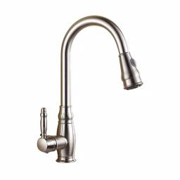 Vanity Art Brushed Nickel Single-Handle Pull-Down Kitchen Faucet with 360 Degree Swivel Spout thumbnail 1