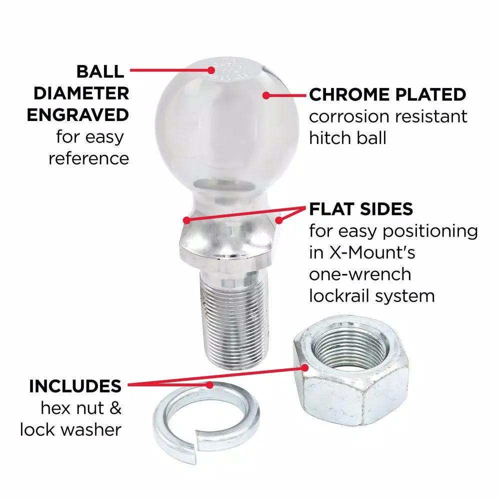 TowSmart 12,000 lb. Capacity Chrome Hitch Ball, 2-5/16 in. Ball Diameter, 1-1/4 in. Shank