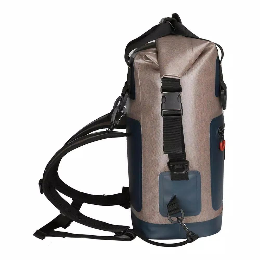 Camp-Zero Premium 17.2 Qt Soft-Side Backpack Cooler Bag, Beige and Blue