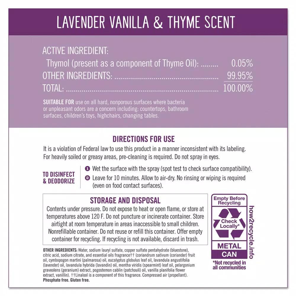 SEVENTH GENERATION Lavender Vanilla & Thyme Disinfectant Aerosol Spray, 13.9 oz (8-Count)