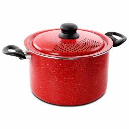 Gibson Home Granita 6 Qt. Aluminum Pasta Pot with Carbon Steel Lid, Red Speckle thumbnail 1