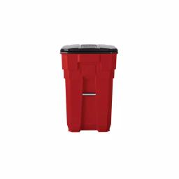 Suncast Commercial Suncast 65 Gallon Commercial Red Plastic Trash Can with Wheels and Attached Lid thumbnail 3