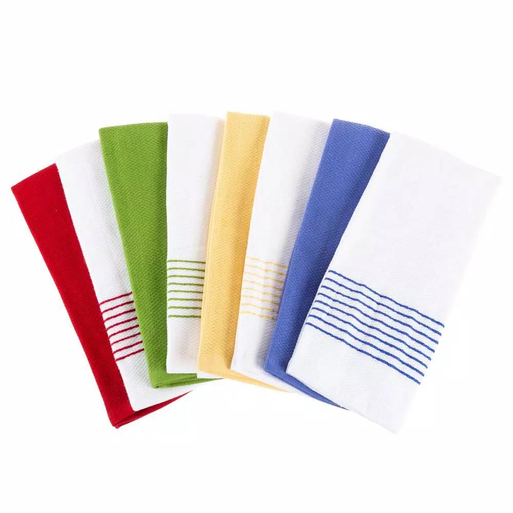 Lavish Home 8-Piece Multi-Color Cotton Kitchen Towel Set with Diamond Weave Pattern