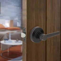 Defiant Highland Aged Bronze Passage Door Lever with Round Rose thumbnail 2