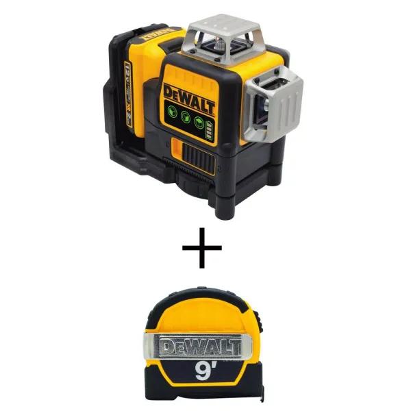 DeWalt 12V MAX Green Self-Leveling 3-Beam 360-Degree Laser Level Kit with 9 ft. Tape Measure
