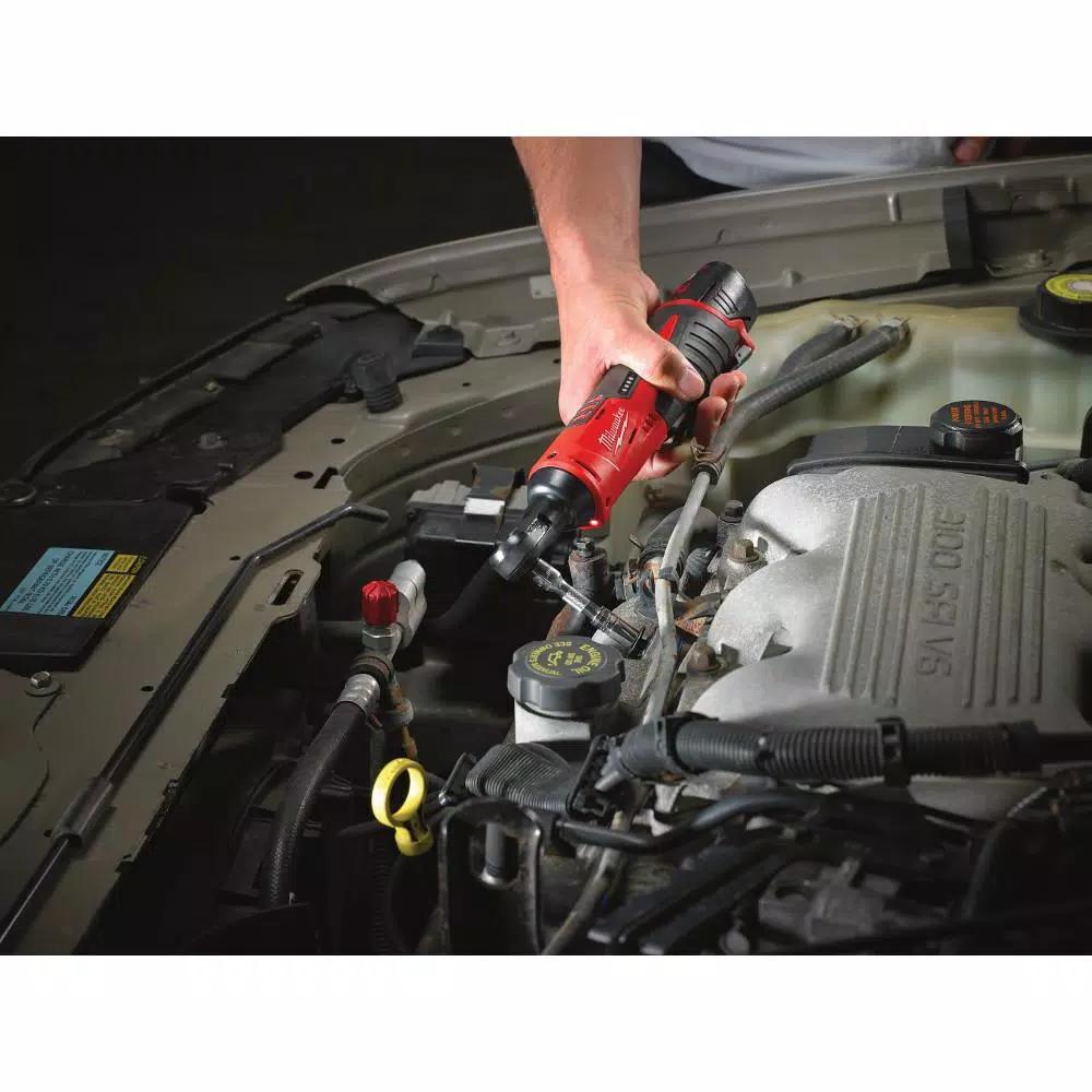 Milwaukee M12 12V Lithium-Ion 3/8 in. Ratchet and Compact Inflator 2-Tool Combo Kit