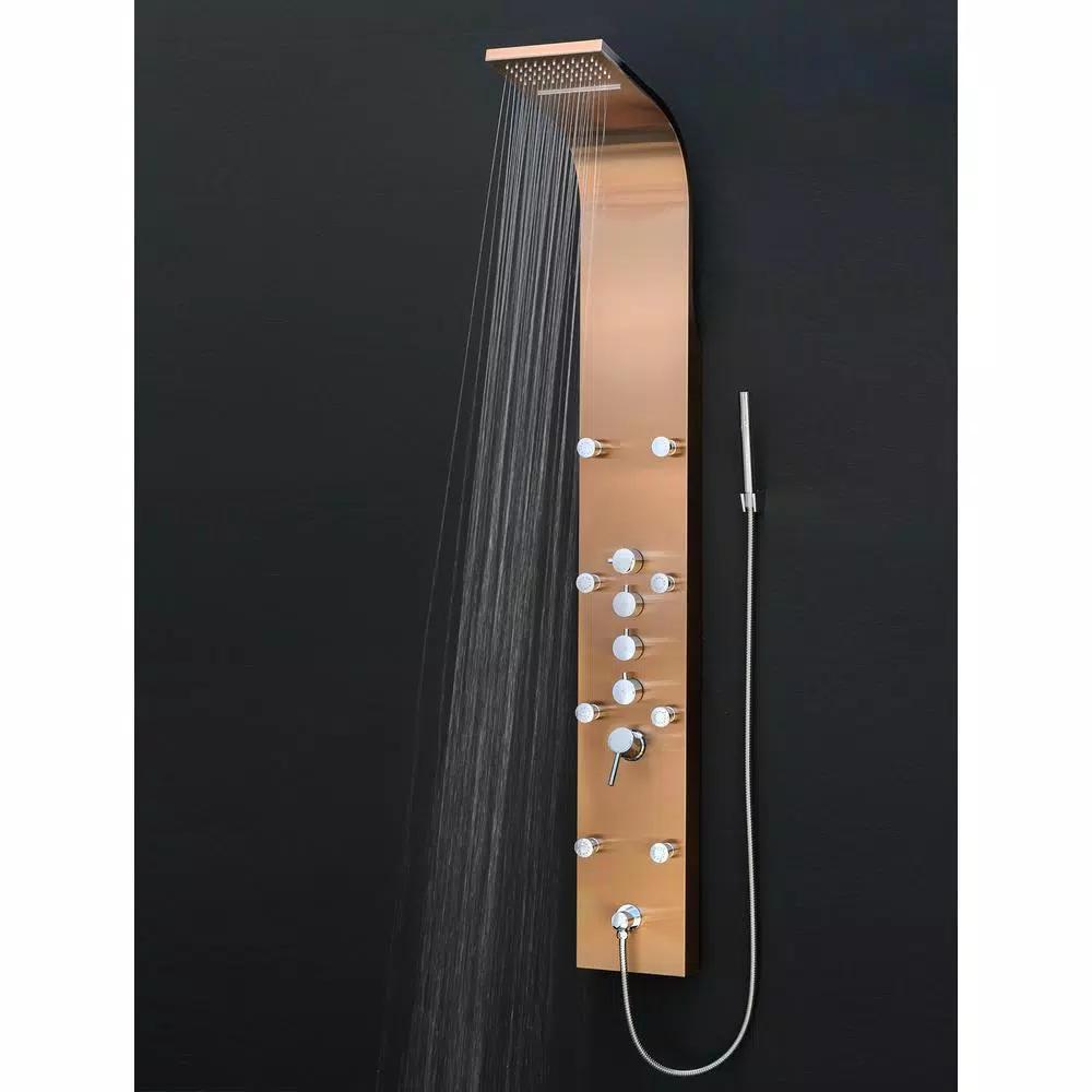 AKDY 65 in. 8-Jet Bronze Stainless Steel Shower Panel System with Rainfall Waterfall and Handheld Wand