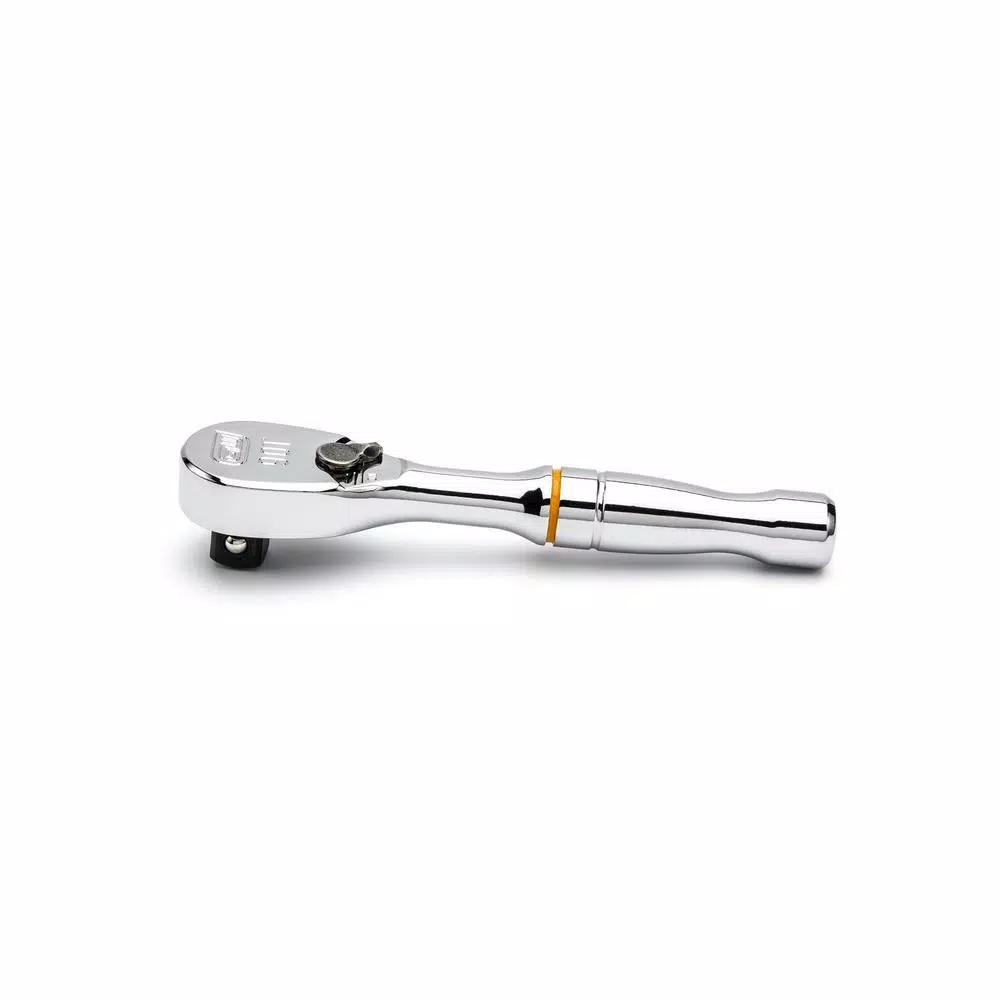 GEARWRENCH 3/8 in. Drive 90-Tooth Compact Head Stubby Teardrop Ratchet, 4-1/2 in.