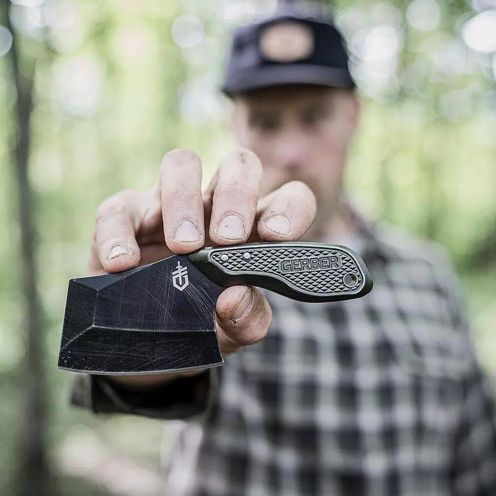 Gerber Tri-Tip Mini Cleaver 3 in. Fixed Blade Knife with Multi-Mount Sheath