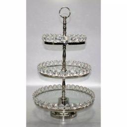 Heim Concept Silver 3-Tier Crystal and Stainless Steel Cake Stand, 20 in. H thumbnail 3