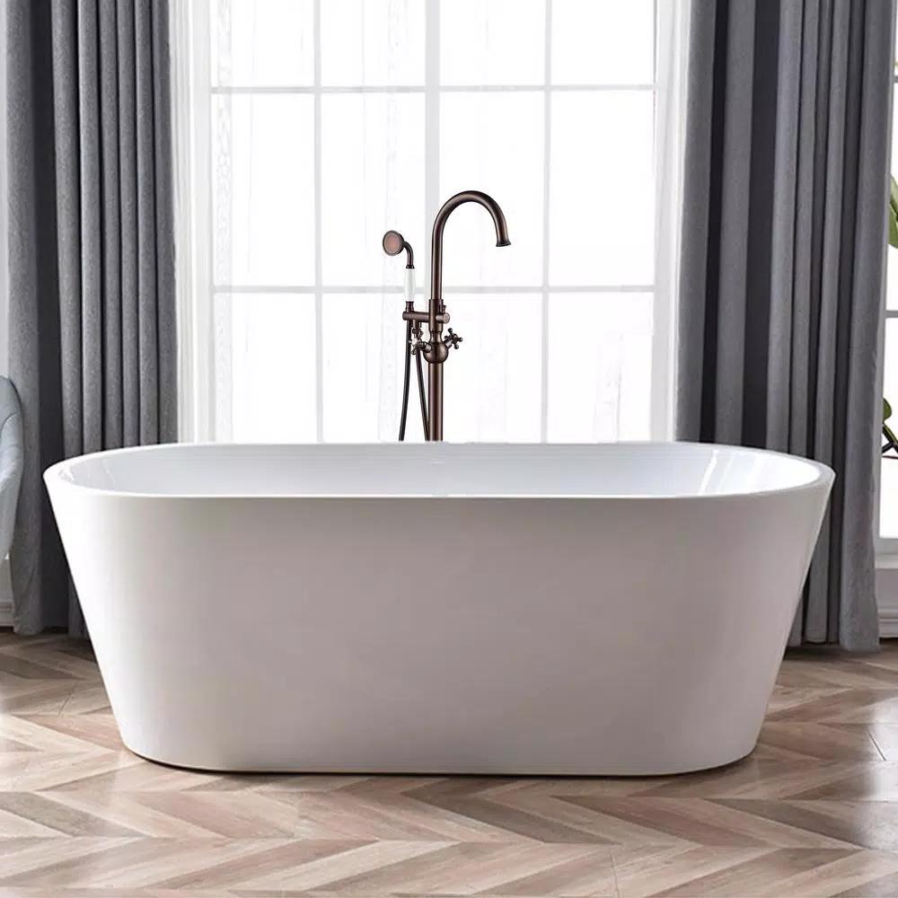 Vanity Art 48 in. Freestanding Single-Handle Claw Foot Tub Faucet with Hand Shower, Oil Rubbed Bronze