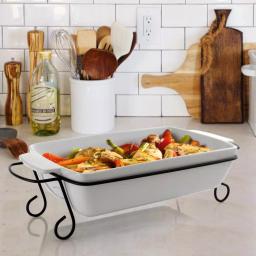 Gibson Elite 15.5 in. Rectangle Stoneware Bakeware Set with Metal Rack, 2-Piece thumbnail 3