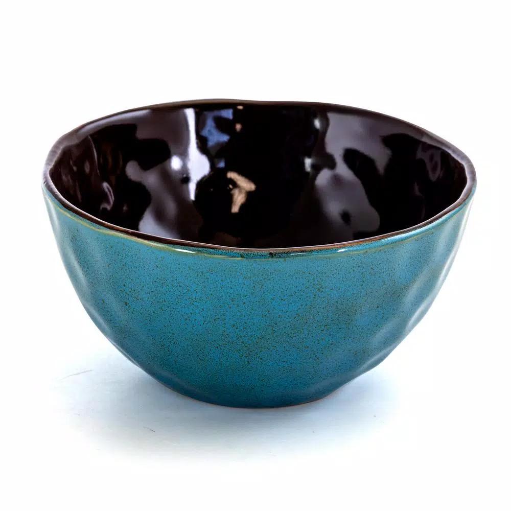 Elama Sea Glass 16-Piece Turquoise Stoneware Dinnerware Set, Service for 4