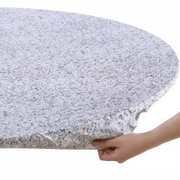 Brielle Home 42" Round Cotton Fabric Fitted Table Cover, Grey Granite Stone Print thumbnail 3