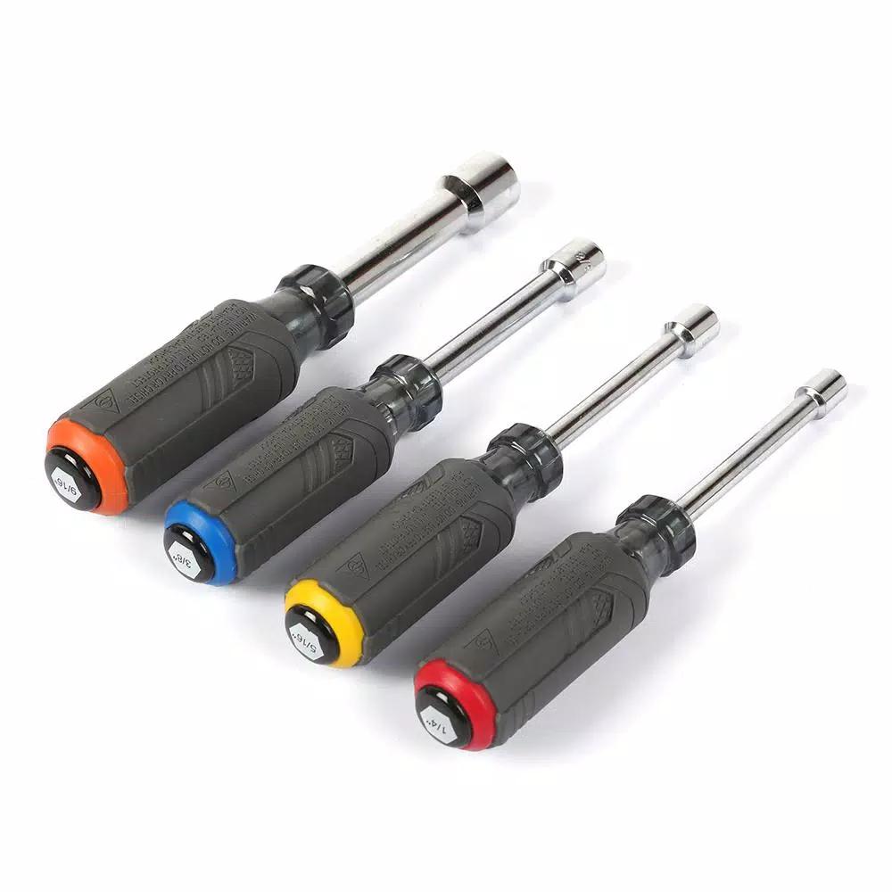 Commercial Electric 4-Piece Nut Driver Set, CR-V Steel, Color-Coded