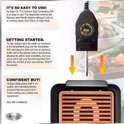Gotham Steel 234 sq. in. Black Copper Non-Stick Ti-Ceramic Smokeless Indoor Electric Grill & Griddle thumbnail 6