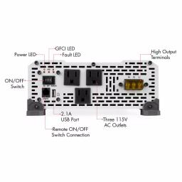 Wagan Tech Pure Line 2000-Watt Pure Sine Wave Inverter, 4000-Watt Peak, 12V DC to 120V AC, ETL Certified thumbnail 4