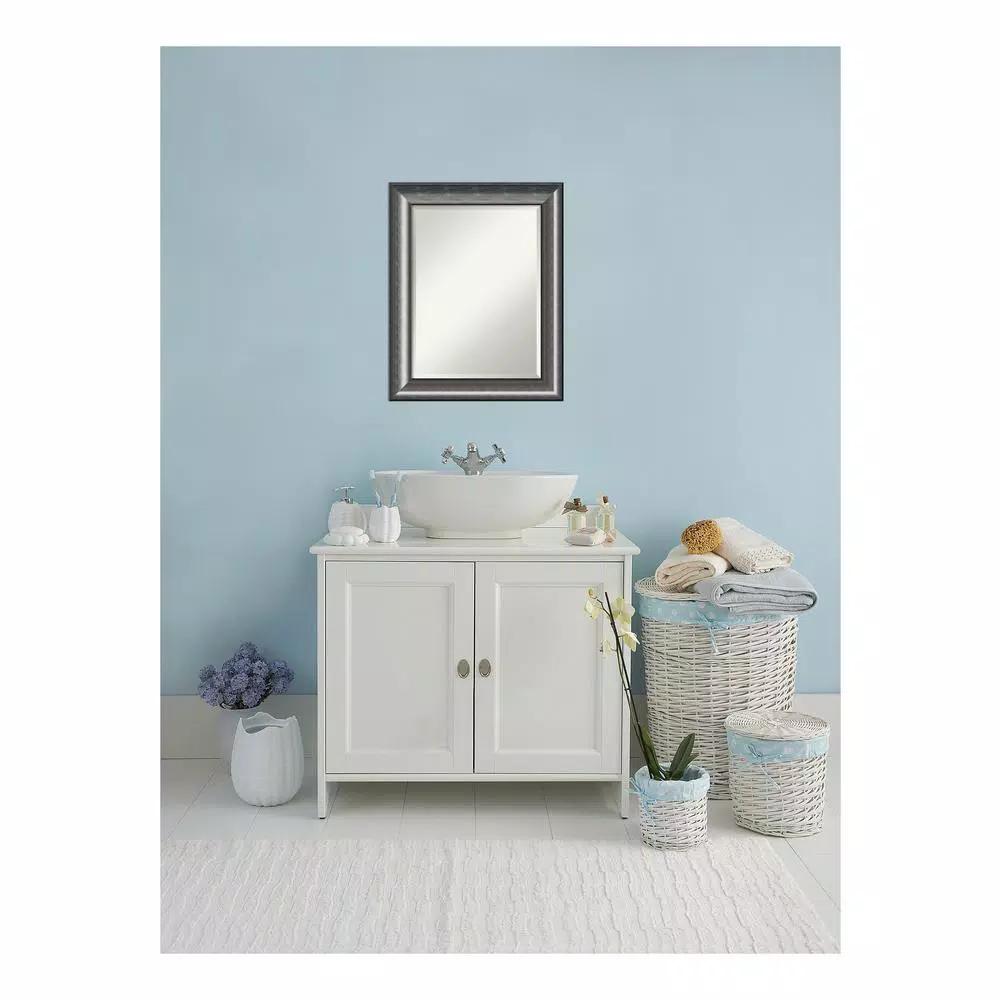 Amanti Art Quicksilver 24 x 18 in. Rectangular Beveled Edge Bathroom Vanity Mirror, Metallic Silver