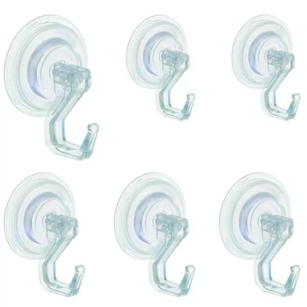 interDesign Power Lock Suction Robe Hook Combo Pack, 6-Piece Set, Clear
