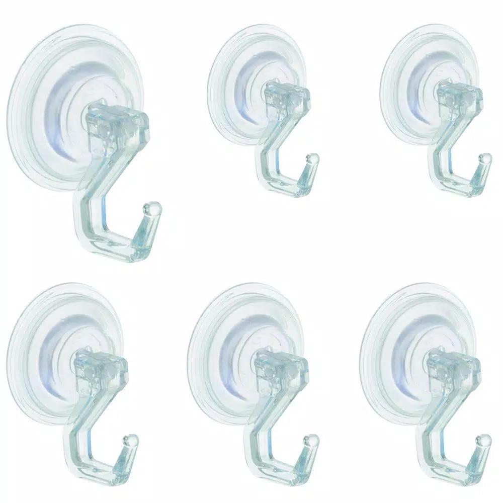 interDesign Power Lock Suction Robe Hook Combo Pack, 6-Piece Set, Clear