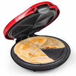 Nostalgia 900W Red Quesadilla Maker with Extra Stuffing Latch and Non-Stick Cooking Surface thumbnail 6