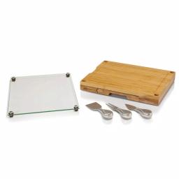 Legacy Concerto Bamboo Cutting Board and Cheese Tool Set with Tempered Glass Tray thumbnail 2