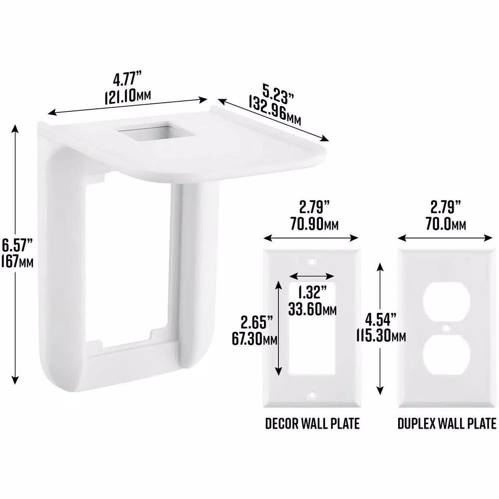 Wasserstein AC Outlet Mount for Google Nest WiFi, Nest Mini, and Nest Hub - Wall Outlet Shelf (2-Pack)