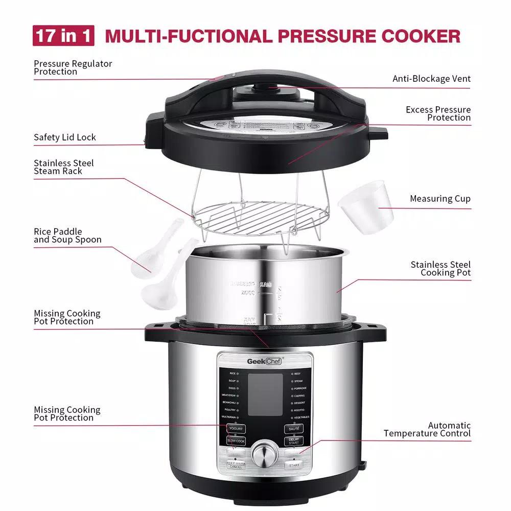 Boyel Living Geek Chef 6 Qt. 17-in-1 Stainless Steel Multi-Use Electric Pressure Cooker