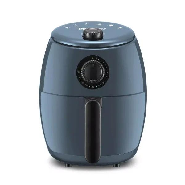 Maximatic Elite Gourmet 2.1 Qt. Air Fryer, Blue Grey, 1000W Compact Convection Fryer with Adjustable Timer