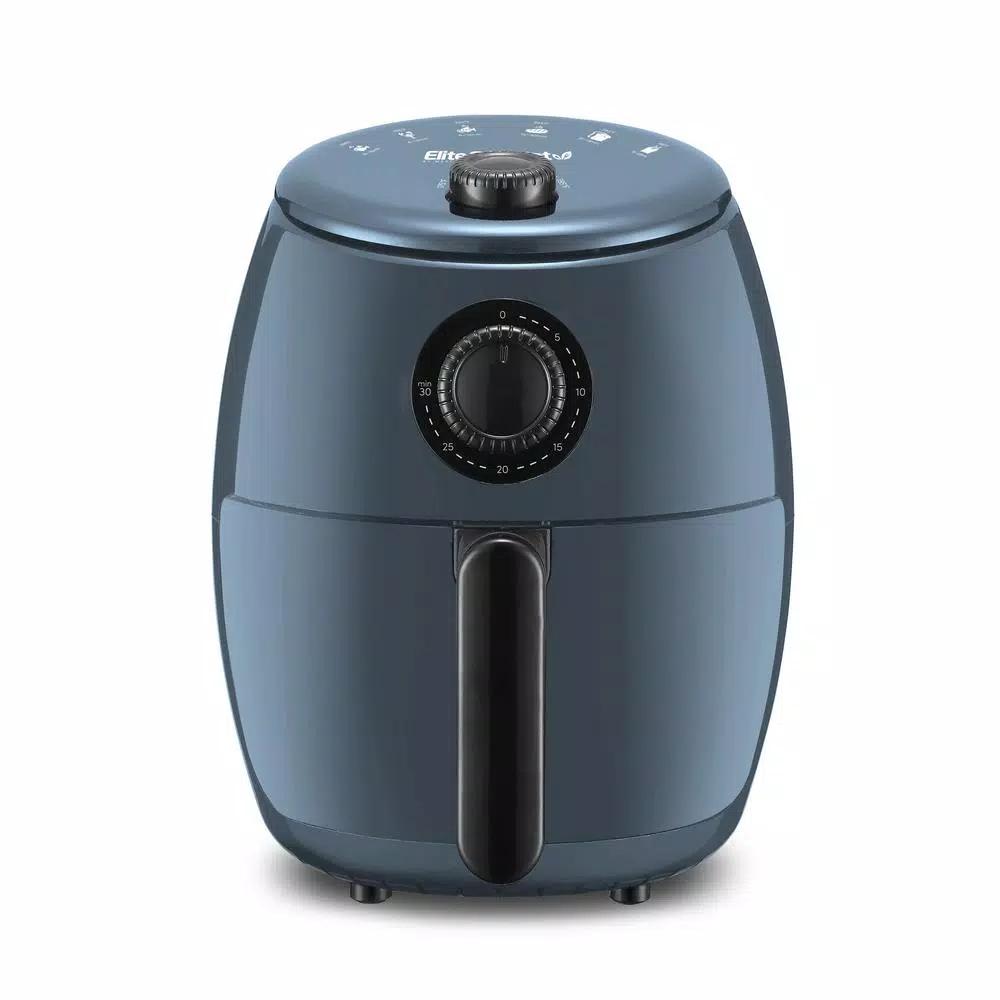 Maximatic Elite Gourmet 2.1 Qt. Air Fryer, Blue Grey, 1000W Compact Convection Fryer with Adjustable Timer