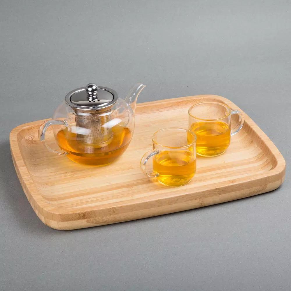 Creative Home Natural Bamboo Rectangular Serving Tray, 11 x 14 inch Coffee Tea & Dessert Platter