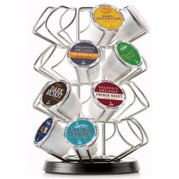 Casa Bellante Steel Carousel Coffee Pod Organizer for 24 Keurig K-Cups, Black and Chrome thumbnail 1