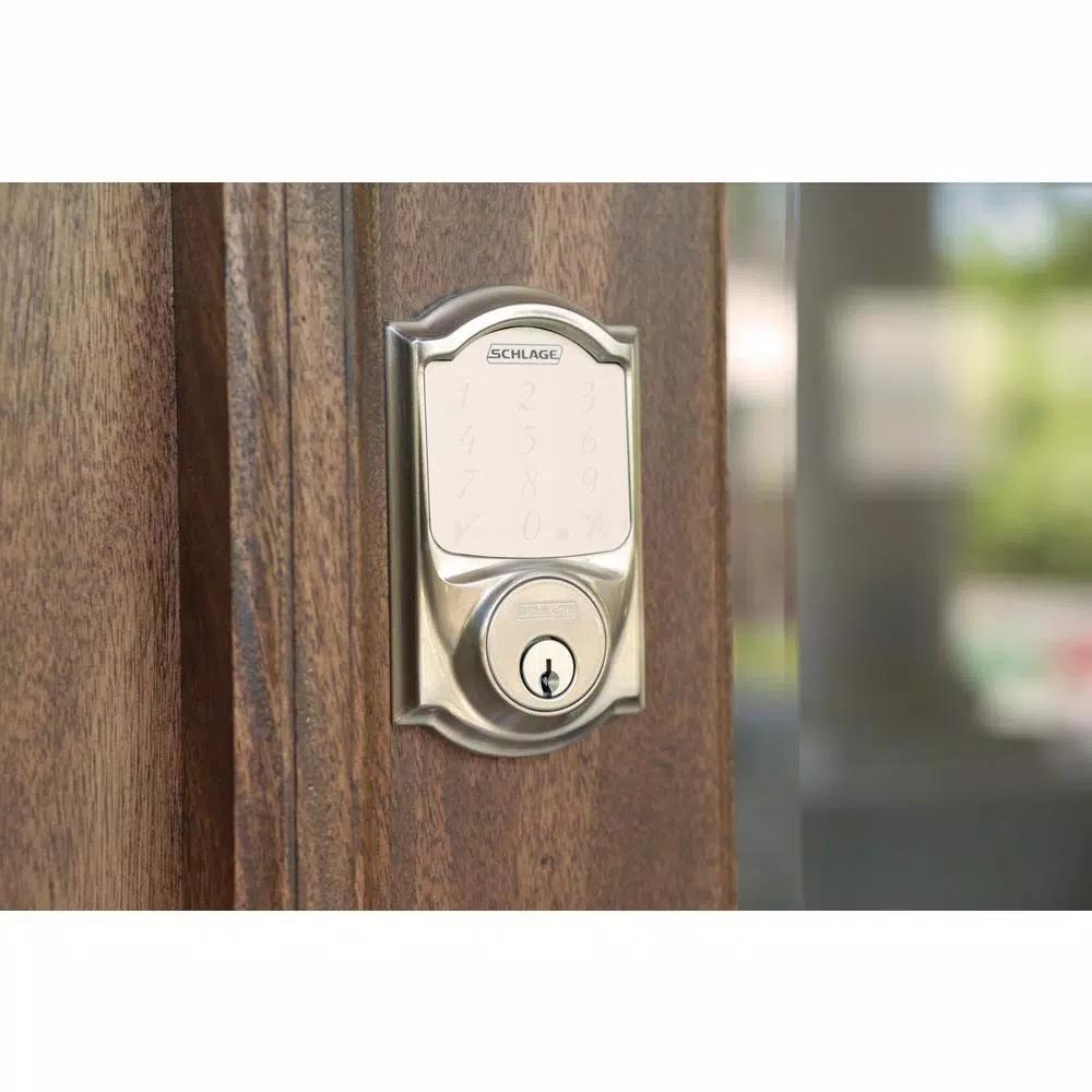 Schlage Sense Smart Deadbolt with Flair Lever Handleset, Satin Nickel