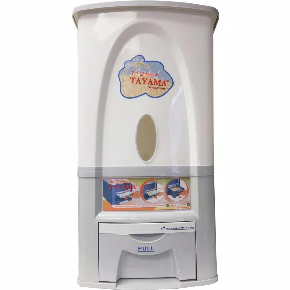 Tayama Rice Dispenser 55 lbs. Capacity White Dry Food Storage Container