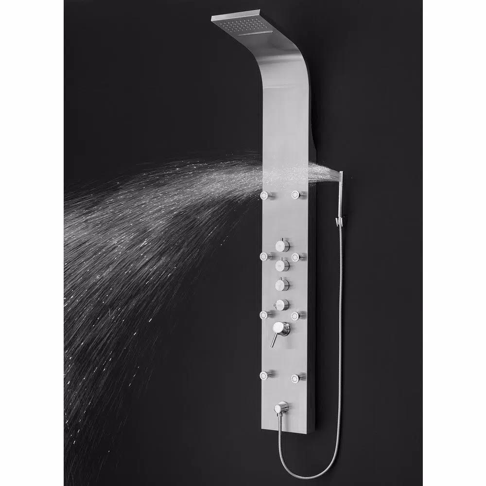 AKDY 65 in. Stainless Steel 8-Jet Rainfall Waterfall Shower Panel System with Handheld Wand