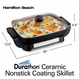 Hamilton Beach Durathon Ceramic 180 sq. in. Electric Skillet with Removable Pan, Black thumbnail 2