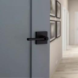 Kwikset Lisbon Signature Series Square Exterior Entry Door Lever, Iron Black, SmartKey Security thumbnail 9