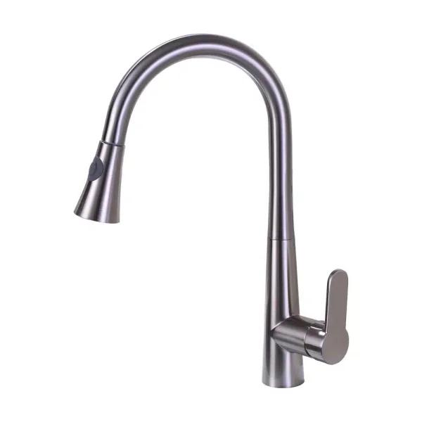 Vanity Art Brushed Nickel Single-Handle Pull-Down Kitchen Faucet with Sprayer Wand