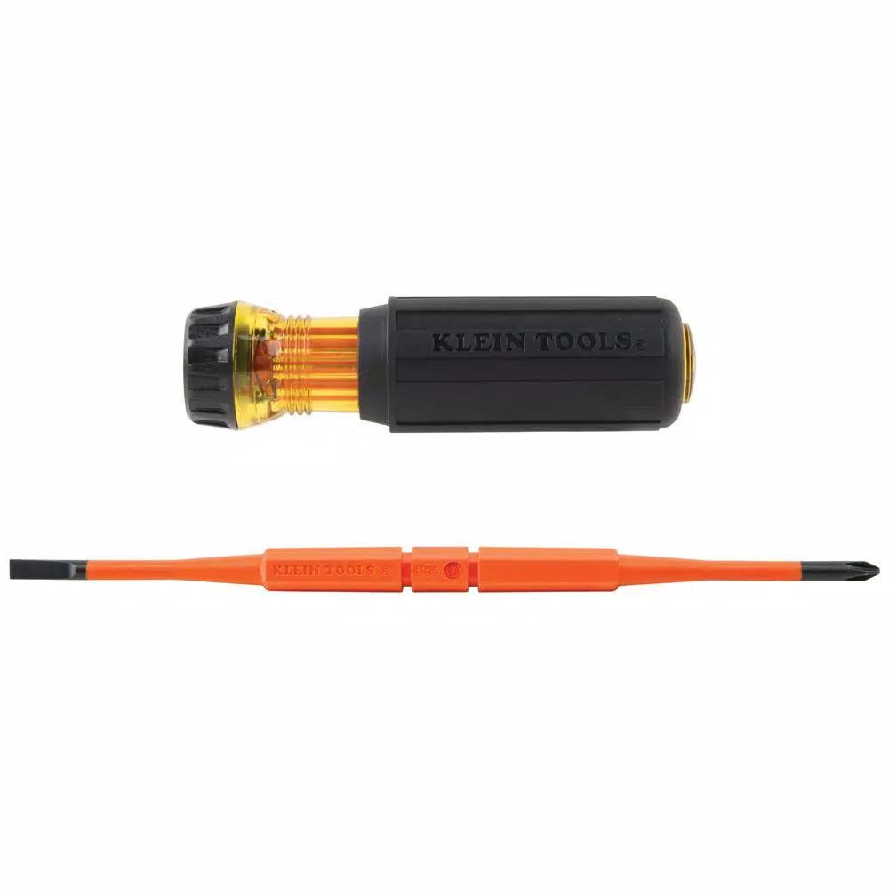 Klein Tools 2-in-1 Insulated Flip-Blade Screwdriver, #1 Phillips & 3/16 in. Slotted