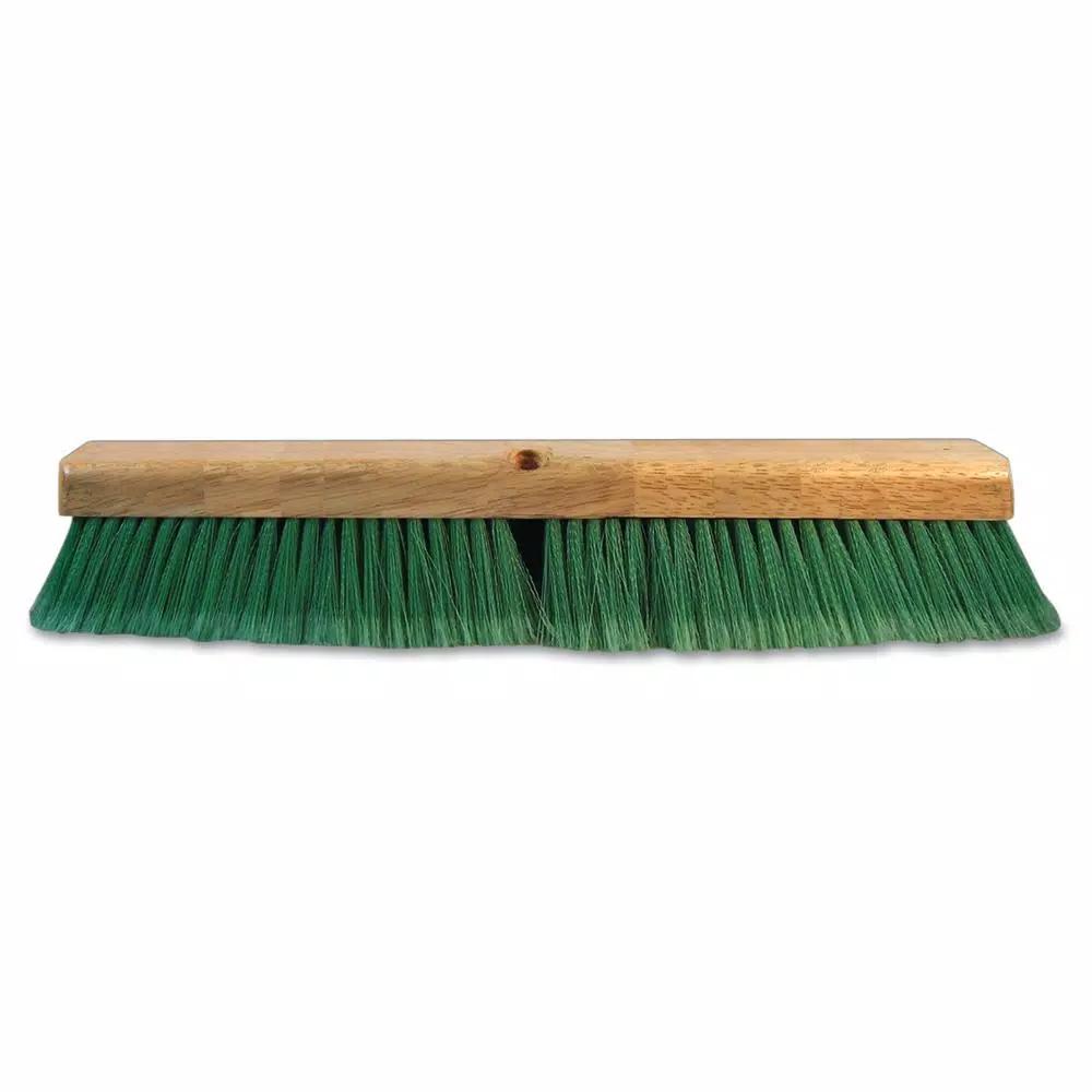 ProLine 24 in. Green Flagged Recycled PET Plastic Push Broom Head with Hardwood Block