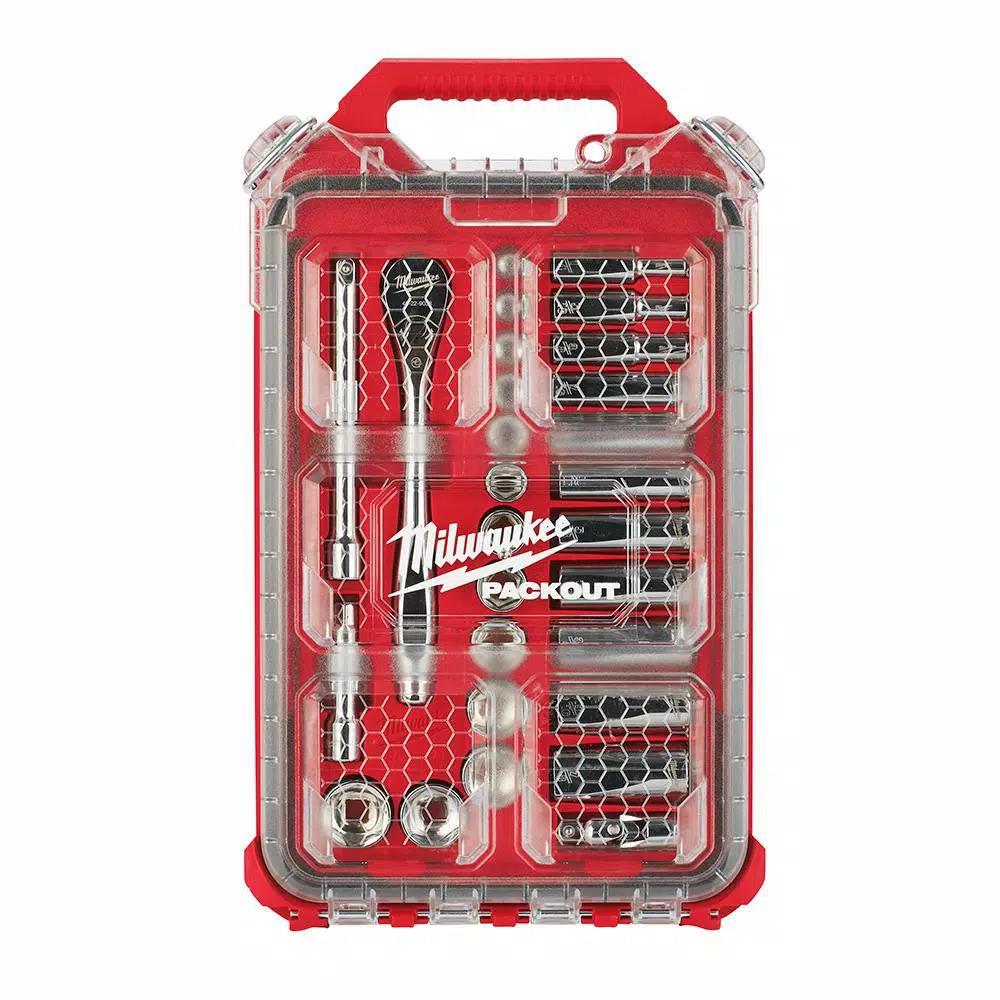 Milwaukee 60-Piece 3/8 in. Drive SAE & Metric Ratchet and Socket Set with PACKOUT Organizers