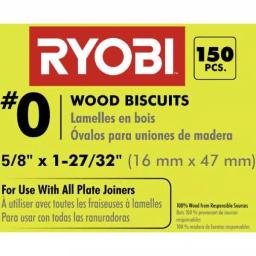 RYOBI #0 FSC Wood Biscuits, 150-Piece Pack thumbnail 4