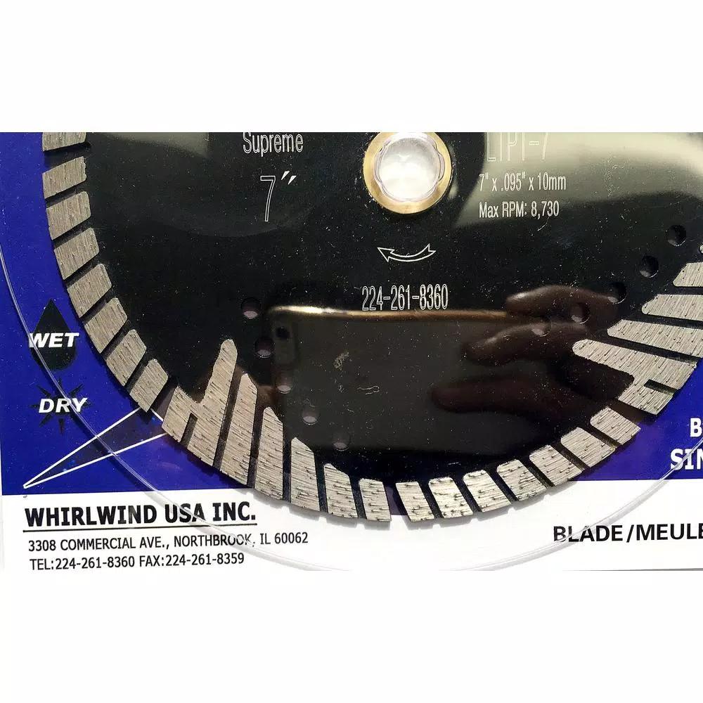 Whirlwind USA 7 in. Turbo Segmented Diamond Saw Blade for Granite, Marble, and Concrete