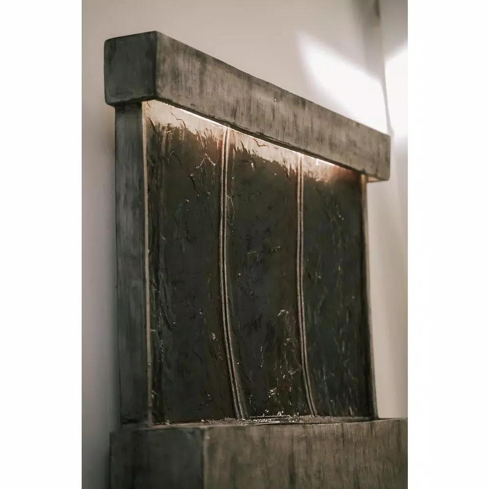 Unbranded XBrand 29 in. Natural Grey Polyresin Wall Fountain with LED Light Belt for Indoor/Outdoor Use