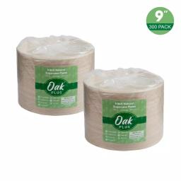 Unbranded 9 in. Natural Sugarcane Plates, Eco-Friendly & Compostable (300 Pack) thumbnail 2