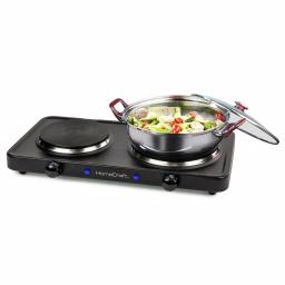 HomeCraft 2-Burner Portable Hot Plate, 1500W Dual Burner Electric Cooktop, Black thumbnail 2