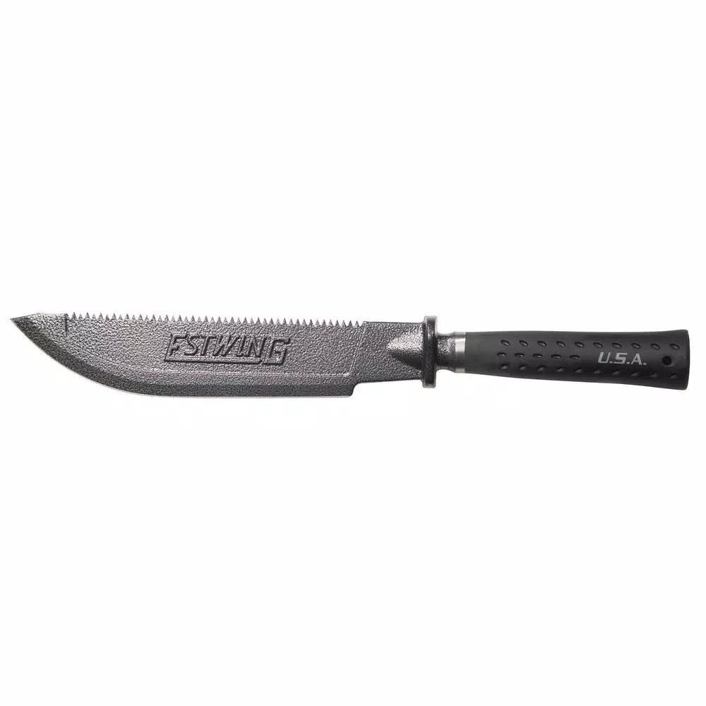 Estwing 12 in. Spear Point Serrated Fixed Blade Machete with Shock Reduction Grip
